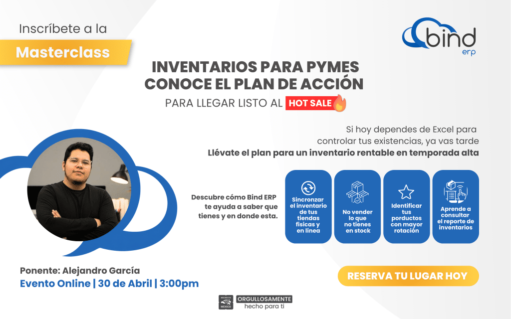webinar para pymes para enseñarles a organizar y digitalizar inventarios con un erp